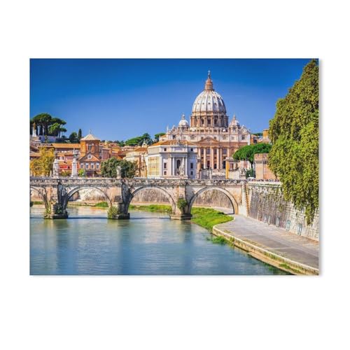BEAYODKP Vatikan-Kuppel der Basilika St. Peter über den Tiber, Rom,DIY Malen Nach Zahlen-Vorgedruckt Leinwand-Ölgemälde Geschenk für Erwachsene Kinder Kits Home Haus Dekor（50x60cm） 19.6x23.6 Zoll-716 von BEAYODKP