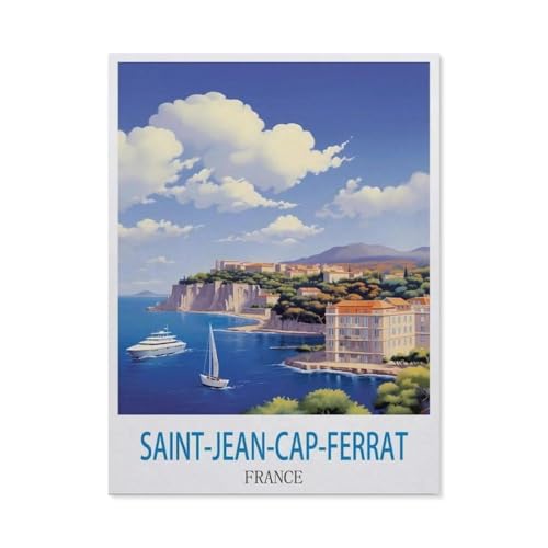 DIY Malen nach Zahlen，Saint-Jean-Cap-Ferrat, Frankreich ，diy malen nach zahlen erwachsene landsch Mit Pinsel und Acrylfarbe Erwachsenenfarbe nach Zahlen Kits Kunst（20x30cm）7,8x11,8 pouces-CZ37 von BEAYODKP