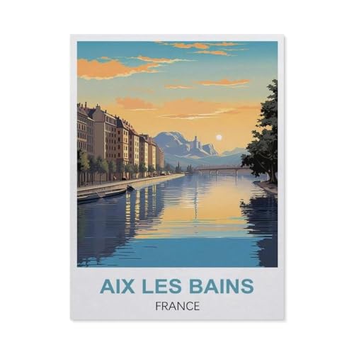 Malen Nach Zahlen Erwachsene，Aix-les-Bains, Frankreich，Malen Nach Zahlen Mit Pinseln und Acrylfarbe,DIY Set Basteln Erwachsene mit Pinseln und Acrylfarben für Home Decor（50x60cm）19.6x23.6 Zoll-EL70 von BEAYODKP