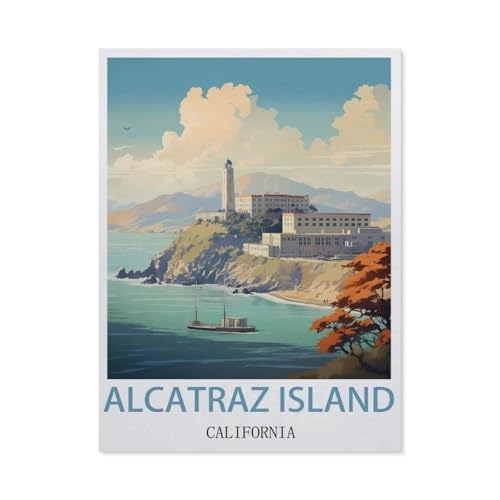 Malen Nach Zahlen Erwachsene，Alcatraz Island, Kalifornien，Malen Nach Zahlen Mit Pinseln und Acrylfarbe,DIY Set Basteln Erwachsene mit Pinseln und Acrylfarben für Home Decor（50x60cm）19.6x23.6 Zoll-EO90 von BEAYODKP