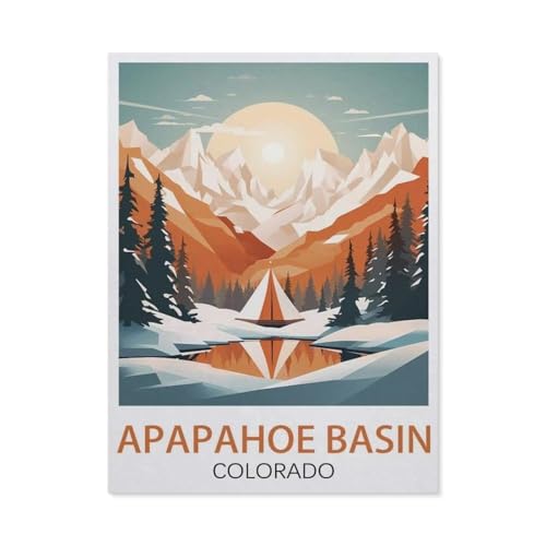 Malen Nach Zahlen Erwachsene，Apapahoe Basin Colorado，Malen Nach Zahlen Mit Pinseln und Acrylfarbe,DIY Set Basteln Erwachsene mit Pinseln und Acrylfarben für Home Decor（40x50cm）15.7x19.6 Zoll-EU11 von BEAYODKP
