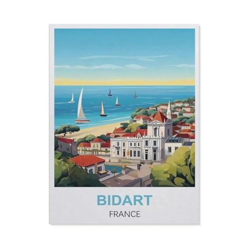 Malen Nach Zahlen Erwachsene，Bidart, Frankreich，Malen Nach Zahlen Mit Pinseln und Acrylfarbe,DIY Set Basteln Erwachsene mit Pinseln und Acrylfarben für Home Decor（50x60cm）19.6x23.6 Zoll-EL50 von BEAYODKP