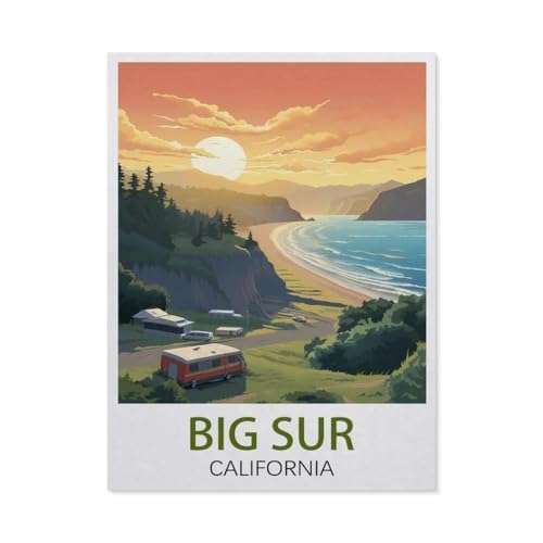 Malen Nach Zahlen Erwachsene，Big Sur Kalifornien，Malen Nach Zahlen Mit Pinseln und Acrylfarbe,DIY Set Basteln Erwachsene mit Pinseln und Acrylfarben für Home Decor（40x50cm）15.7x19.6 Zoll-EX71 von BEAYODKP