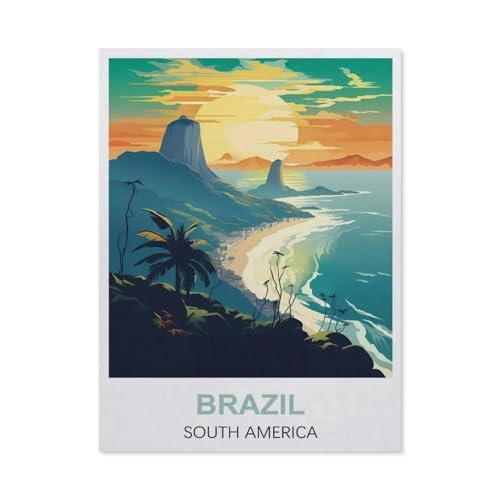Malen Nach Zahlen Erwachsene，Brasil, Südamerika，Malen Nach Zahlen Mit Pinseln und Acrylfarbe,DIY Set Basteln Erwachsene mit Pinseln und Acrylfarben für Home Decor（50x60cm）19.6x23.6 Zoll-EL30 von BEAYODKP