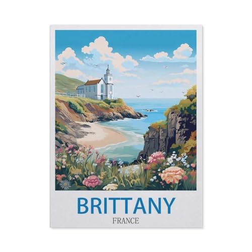 Malen Nach Zahlen Erwachsene，Bretagne, Frankreich ,Malen Nach Zahlen Mit Pinseln und Acrylfarbe,DIY Set Basteln Erwachsene mit Pinseln und Acrylfarben für Home Decor（50x60cm）19.6x23.6 pouces-DC90 von BEAYODKP