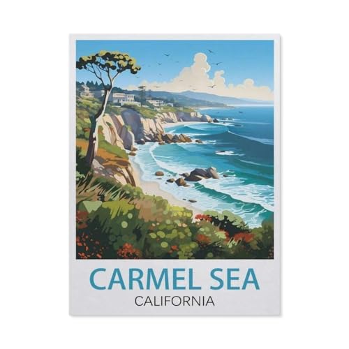 Malen Nach Zahlen Erwachsene，Carmel Sea Kalifornien，Malen Nach Zahlen Mit Pinseln und Acrylfarbe,DIY Set Basteln Erwachsene mit Pinseln und Acrylfarben für Home Decor（50x60cm）19.6x23.6 Zoll-EW71 von BEAYODKP