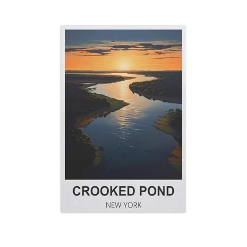 Malen Nach Zahlen Erwachsene，Crooked Pond, New York，Malen Nach Zahlen Mit Pinseln und Acrylfarbe,DIY Set Basteln Erwachsene mit Pinseln und Acrylfarben für Home Decor（30x40cm）11.8x15.7 Zoll-GH11 von BEAYODKP