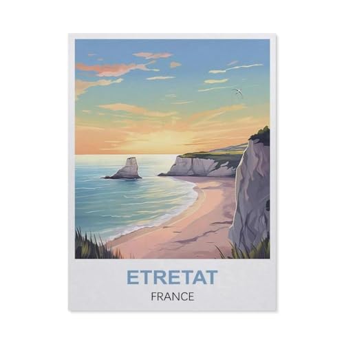 Malen Nach Zahlen Erwachsene，Etretat, Frankreich，Malen Nach Zahlen Mit Pinseln und Acrylfarbe,DIY Set Basteln Erwachsene mit Pinseln und Acrylfarben für Home Decor（50x60cm）19.6x23.6 Zoll-EM10 von BEAYODKP