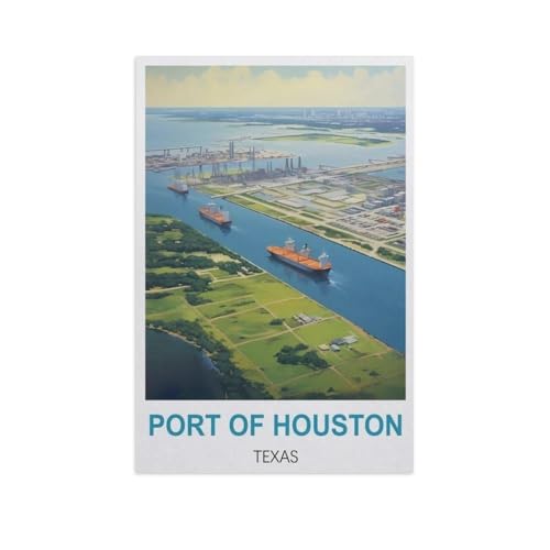 Malen Nach Zahlen Erwachsene，Hafen von Houston, Texas，Malen Nach Zahlen Mit Pinseln und Acrylfarbe,DIY Set Basteln Erwachsene mit Pinseln und Acrylfarben für Home Decor（30x40cm）11.8x15.7 Zoll-GG91 von BEAYODKP