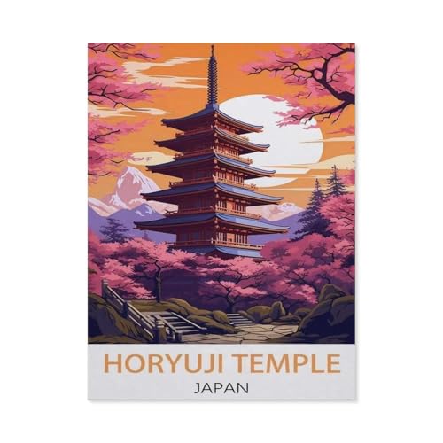 Malen Nach Zahlen Erwachsene，Horyuji Temple, Japan ， (Gebäude)，Malen Nach Zahlen Mit Pinseln und Acrylfarbe,DIY Set Basteln Erwachsene mit Pinseln und Acrylfarben für Home Decor（40x50cm）-CX30 von BEAYODKP