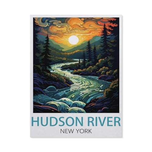 Malen Nach Zahlen Erwachsene，Hudson River New York，Malen Nach Zahlen Mit Pinseln und Acrylfarbe,DIY Set Basteln Erwachsene mit Pinseln und Acrylfarben für Home Decor（30x40cm）11.8x15.7 Zoll-EW11 von BEAYODKP
