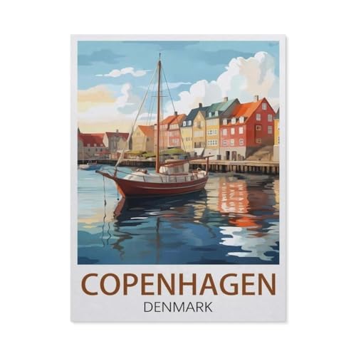 Malen Nach Zahlen Erwachsene，Kopenhagen Dänemark，Malen Nach Zahlen Mit Pinseln und Acrylfarbe,DIY Set Basteln Erwachsene mit Pinseln und Acrylfarben für Home Decor（30x40cm）11.8x15.7 Zoll-EX11 von BEAYODKP