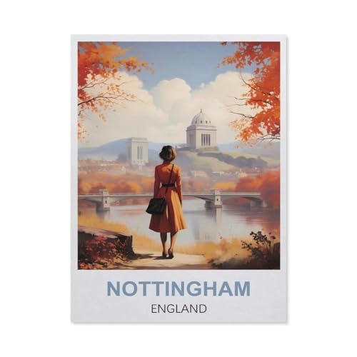 Malen Nach Zahlen Erwachsene，Nottingham, England，Malen Nach Zahlen Mit Pinseln und Acrylfarbe,DIY Set Basteln Erwachsene mit Pinseln und Acrylfarben für Home Decor（50x60cm）19.6x23.6 Zoll-EN10 von BEAYODKP