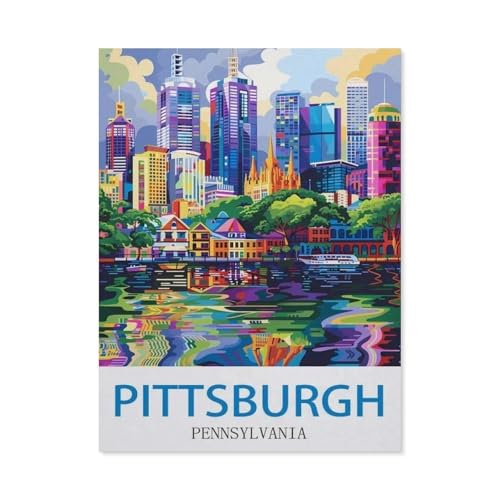 Malen Nach Zahlen Erwachsene，Pittsburgh, Pennsylvania ，Malen Nach Zahlen Mit Pinseln und Acrylfarbe,DIY Set Basteln Erwachsene mit Pinseln und Acrylfarben für Home Decor（30x40cm）11.8x15.7 pouces-DA10 von BEAYODKP