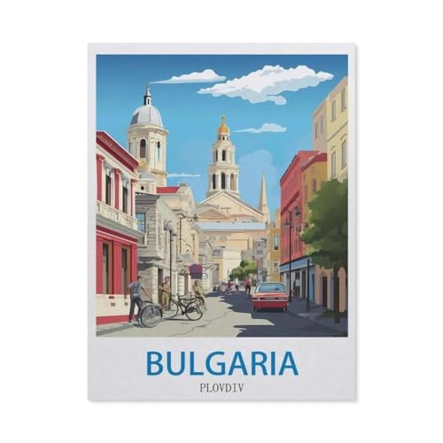 Malen Nach Zahlen Erwachsene，Plovdiv, Bulgarien ,Malen Nach Zahlen Mit Pinseln und Acrylfarbe,DIY Set Basteln Erwachsene mit Pinseln und Acrylfarben für Home Decor（50x60cm）19.6x23.6 pouces-DF70 von BEAYODKP