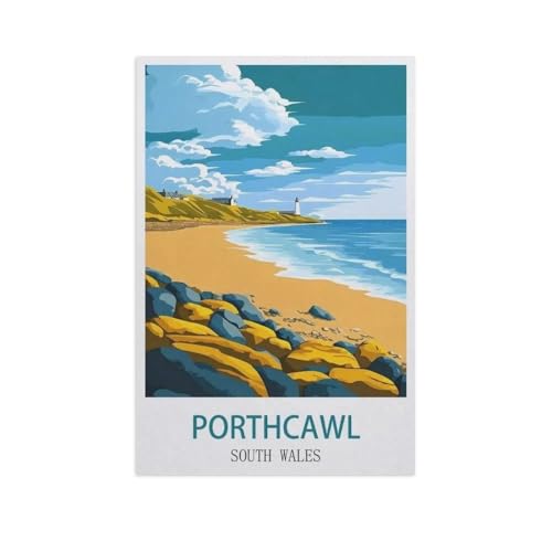 Malen Nach Zahlen Erwachsene，Porthcawl, Südwales，Malen Nach Zahlen Mit Pinseln und Acrylfarbe,DIY Set Basteln Erwachsene mit Pinseln und Acrylfarben für Home Decor（40x50cm）15.7x19.6 Zoll-FX91 von BEAYODKP