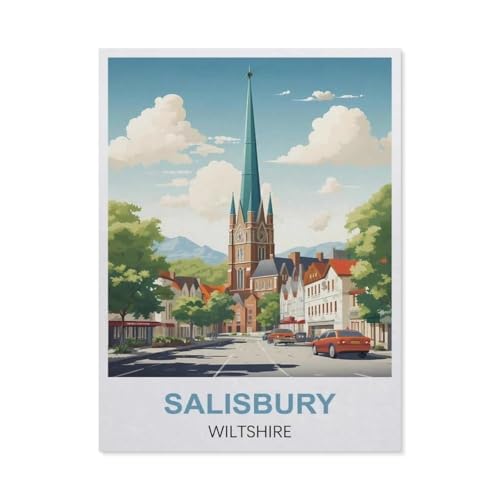 Malen Nach Zahlen Erwachsene，Salisbury, Wiltshire，Malen Nach Zahlen Mit Pinseln und Acrylfarbe,DIY Set Basteln Erwachsene mit Pinseln und Acrylfarben für Home Decor（50x60cm）19.6x23.6 Zoll-EN30 von BEAYODKP