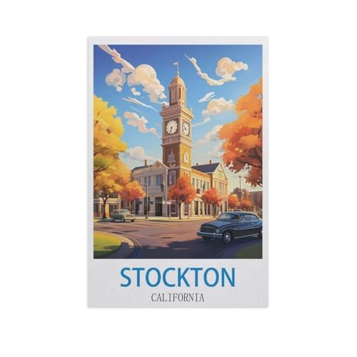 Malen Nach Zahlen Erwachsene，Stockton, Kalifornien，Malen Nach Zahlen Mit Pinseln und Acrylfarbe,DIY Set Basteln Erwachsene mit Pinseln und Acrylfarben für Home Decor（30x40cm）11.8x15.7 Zoll-GE51 von BEAYODKP