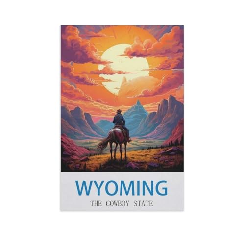 Malen Nach Zahlen Erwachsene，Wyoming, der Cowboy State，Malen Nach Zahlen Mit Pinseln und Acrylfarbe,DIY Set Basteln Erwachsene mit Pinseln und Acrylfarben für Home Decor（40x50cm）15.7x19.6 Zoll-GE71 von BEAYODKP
