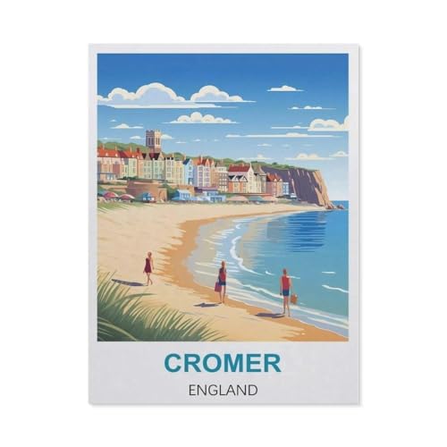 Malen nach Zahlen，Cromer, England – Vintage Reiseplakate，diy malen nach zahlen erwachsene landsch Mit Pinsel und Acrylfarbe Kits Theme Digital Home Wall Artwork（50x60cm）19.6x23.6 pouces-DC49 von BEAYODKP