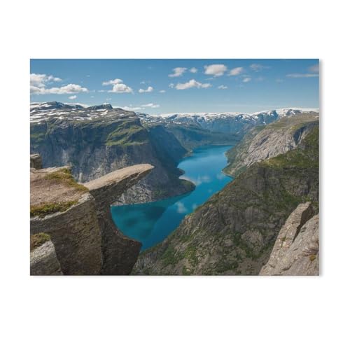 Malen nach Zahlen,Trollzungenfelsen über dem See Ringedalsvatnet, Norwegen,diy malen nach zahlen erwachsene landsch Mit Pinsel und Acrylfarbe Kits Theme Digital Home Wall Artwork（40x50cm）-646 von BEAYODKP