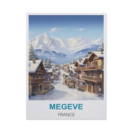 Malen nach Zahlen für Erwachsene Kinder，Megève, Frankreich – Vintage Reiseplakate，DIY Ölgemälde Digitales Malen nach Zahlen Kits auf Leinwand Dekoration Geschenk（50x60cm）19.6x23.6 pouces-DD38 von BEAYODKP
