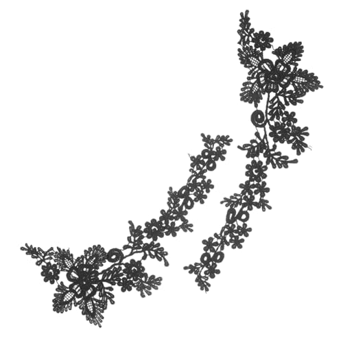 BEBEMOKO 1 Paar bestickte florale Spitzen-Kragenbordüre, elegante schwarze Spitzen-Ausschnitt-Applikationen für Partys, Hochzeiten und Verabredungen, vielseitige Stickerei-Blumen-Design für modische BEBEMOKO 1 Paar bestickte florale Spitzen-Kragenbordüre, elegante schwarze Spitzen-Ausschnitt-Applikationen für Partys, Hochzeiten und Verabredungen, vielseitige Stickerei-Blumen-Design für modische von BEBEMOKO