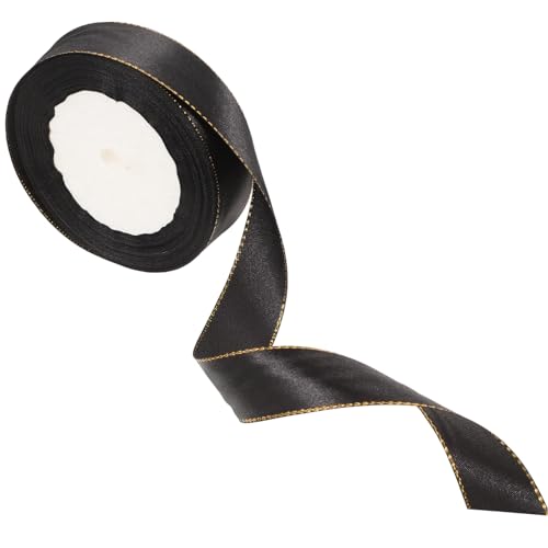 BEBEMOKO 1 Rolle Geschenkband mit Goldenen Kanten Schwarze Deko Band für DIY Hochzeitsdekoration und Geschenkverpackung Vielseitig Einsetzbar für Bastelprojekte und Home Decor BEBEMOKO 1 Rolle Geschenkband mit Goldenen Kanten Schwarze Deko Band für DIY Hochzeitsdekoration und Geschenkverpackung Vielseitig Einsetzbar für Bastelprojekte und Home Decor von BEBEMOKO