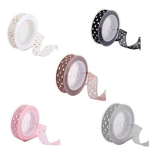 BEBEMOKO 1 Rolle Verpackungsband für Party dünnes Band Schleifen zum Verpacken Schleifen aus Satinbändern Stoff Gegenwärtig gepunktete Verpackungsbänder Schleifenband Weiß von BEBEMOKO