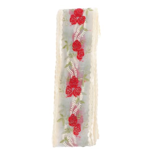 BEBEMOKO 1 Rolle besticktes Spitzenband, breiter Rand für Kleidung, Accessoires, Geschenkverpackungen, Haar-Accessoires und Bastelprojekte aus eleganter Spitze von BEBEMOKO