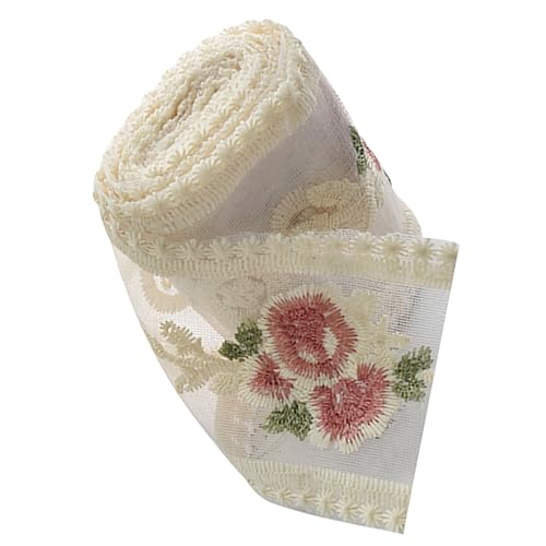BEBEMOKO 1 Rolle besticktes Spitzenband mit Rosenblüten, handgefertigt, dekorativ zum Nähen, Basteln, Hochzeitskleid, Accessoires, elegante Haarschleifen und individuelle Projekte von BEBEMOKO
