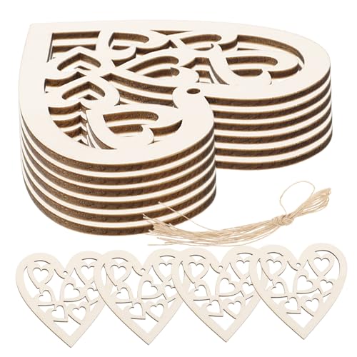 BEBEMOKO 1 Set Holzscheiben in Herzform zum Basteln, unlackierte DIY-Dekoration, Verzierungen, glatte Oberfläche, Holz-Bastelscheiben für Zuhause und Büro von BEBEMOKO