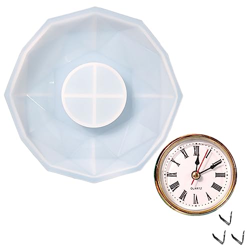 BEBEMOKO 1 Set Polygonale Uhrenform Uhrengussform Mechanismus Uhrenplatte Herstellungsform Uhren Epoxidform Fondantform Für Uhren DIY Form Silikonform DIY Bastelform Goldenes von BEBEMOKO