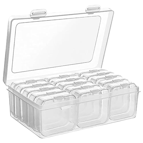 BEBEMOKO 1 Set transparente Schmuck-Aufbewahrungsbox mit mehreren Gitter-Trennwänden, tragbarer Perlen-Organizer zum Basteln und zur Schmuckaufbewahrung für Perlen, Zubehör und Gegenstände von BEBEMOKO