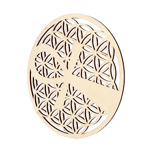 BEBEMOKO 1 x rundes Gitter-Design, Ornament, Holzspäne-Anhänger für Heimdekoration, einzigartige Hängedekoration für Partys, Veranstaltungen und Feiern und von BEBEMOKO