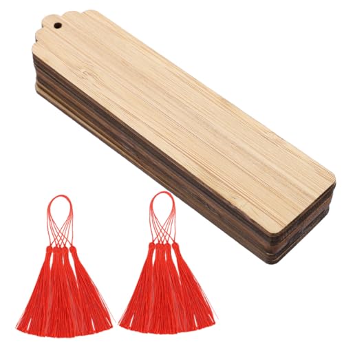 BEBEMOKO 10 Sätze Holz Lesezeichen Blanko Bemalen und Schnitzen Diy Holzanhänger mit Roter Quaste Vielseitig für Basteln Scrapbooking Lesezeichen und Dekoration Natürlicher Holzstil BEBEMOKO 10 Sätze Holz Lesezeichen Blanko Bemalen und Schnitzen Diy Holzanhänger mit Roter Quaste Vielseitig für Basteln Scrapbooking Lesezeichen und Dekoration Natürlicher Holzstil von BEBEMOKO