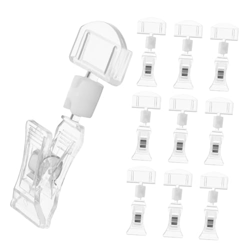 BEBEMOKO 10 Stück Acryl Preisschildhalter mit Doppelseitigem Clip Drehbar Praktisch und Leicht für Werbung Preisschilder Menükarten Geeignet für Supermarkt Büro und Buffet von BEBEMOKO