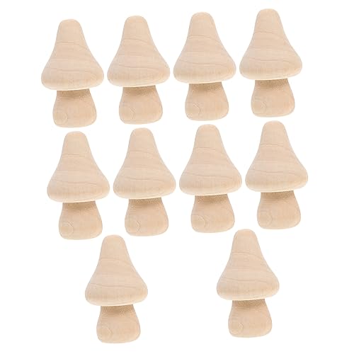 BEBEMOKO 10 Stück Diy Holzpilz Figuren Bemalbare Pilze für Bastelideen und Unbemalte Pilzmodelle für Heimdekoration und Bastelprojekte von BEBEMOKO