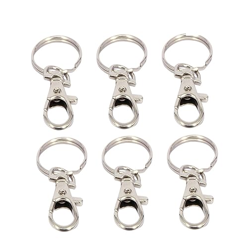 BEBEMOKO 10 Stück Drehbarer Metall Lobster Schlüsselanhänger mit Split Ring für DIY Projekte Schlüsselorganisation und Handwerk Umweltfreundlichem Silbermetall mit Drehbarem von BEBEMOKO