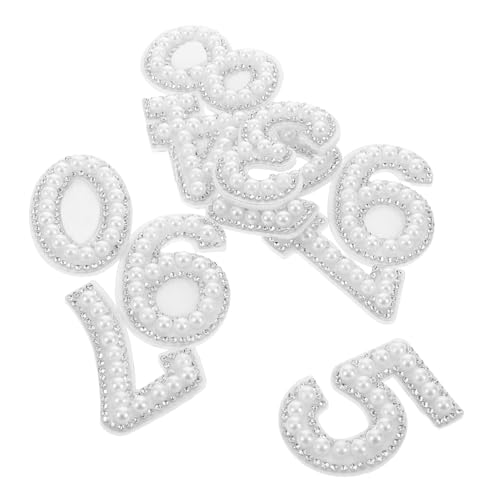 BEBEMOKO 10 Stück Imitation Perlen Strass Zahlen Patches Set für Kleidung Dekor 0-9 Weiß Bügelaufkleber für Hüte, Taschen, Jeans, Schuhe, Hemden, Telefone Dekor BEBEMOKO 10 Stück Imitation Perlen Strass Zahlen Patches Set für Kleidung Dekor 0-9 Weiß Bügelaufkleber für Hüte, Taschen, Jeans, Schuhe, Hemden, Telefone Dekor von BEBEMOKO