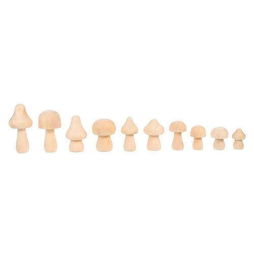 BEBEMOKO 10 unlackierte Holzpilze für Kunst- und Bastelbedarf für pädagogisches Spielen und Heimdekoration von BEBEMOKO