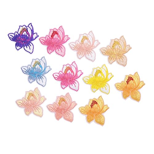BEBEMOKO 10 x Blumen-Stickerei-Aufnäher, Bügeleisen, dekoratives Bekleidungszubehör, florale Nähflicken für modische Outfit-Reparatur und BEBEMOKO 10 x Blumen-Stickerei-Aufnäher, Bügeleisen, dekoratives Bekleidungszubehör, florale Nähflicken für modische Outfit-Reparatur und von BEBEMOKO