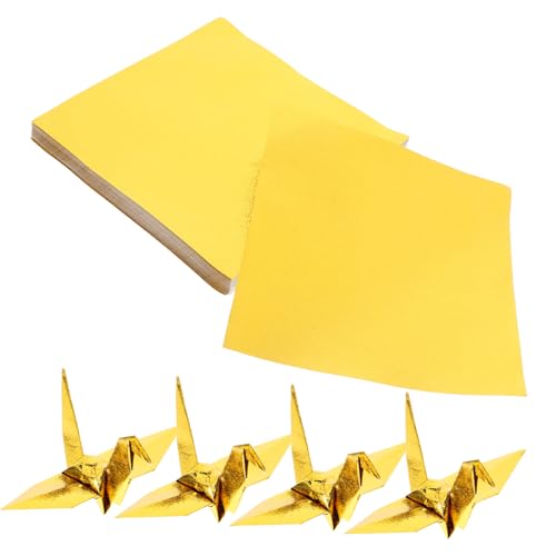 BEBEMOKO 100 Blatt Goldfarbenes Origami Papier Einseitiges Bastelpapier für DIY Quadratische Faltblätter für Handwerk und Dekoration von BEBEMOKO