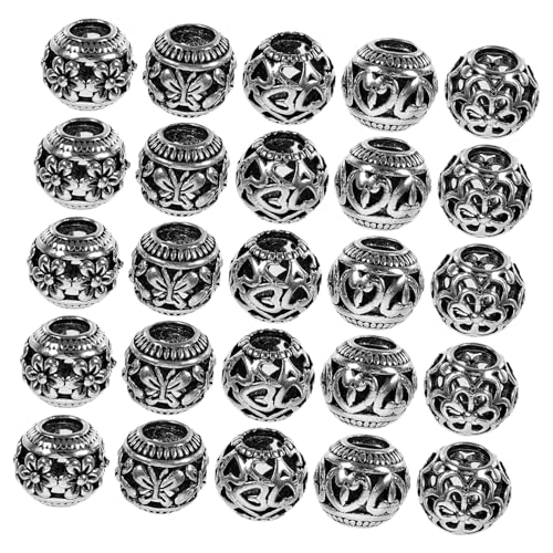BEBEMOKO 100 Stück Abstandshalter aus Metall mit großem Loch, hohl, rund, Bastelperlen für Armbänder, Halsketten, Schmuckherstellung für Accessoires und kreative Projekte von BEBEMOKO