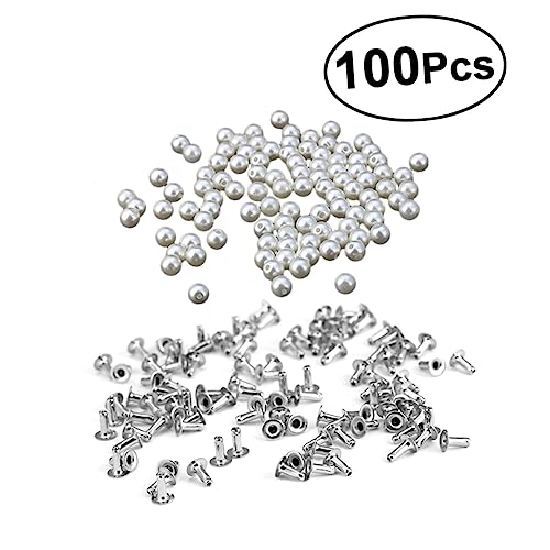 BEBEMOKO 100 Stück DIY Kunstperlen Riegel für Lederhandwerk für Taschen Schuhe Dekoration Perlen mit Boden für Basteln Hollow Base Pearl von BEBEMOKO