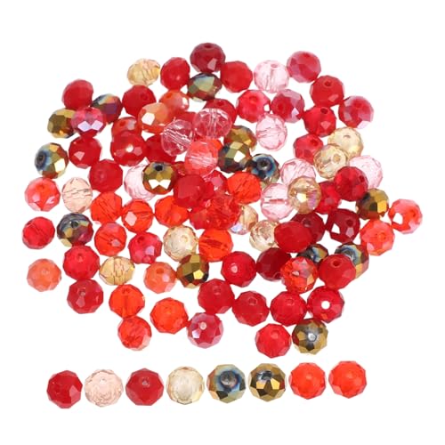 BEBEMOKO 100 Stück Glasperlen Zum Basteln: 8 Mm Diy-anhänger Für Armbänder, Halsketten Und Girlanden – Glas-abstandshalterperlen Mit Mehreren Seiten von BEBEMOKO