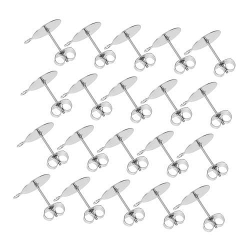BEBEMOKO 100 Stück Zubehör für Ohrringe Flache Ohrring-Verschlüsse für Ohrstecker Ohrring-Hardware Ohrringe Rücken sichere Ohrringrückseiten Ohrsteckerbefunde Rostfreier Stahl Silver von BEBEMOKO