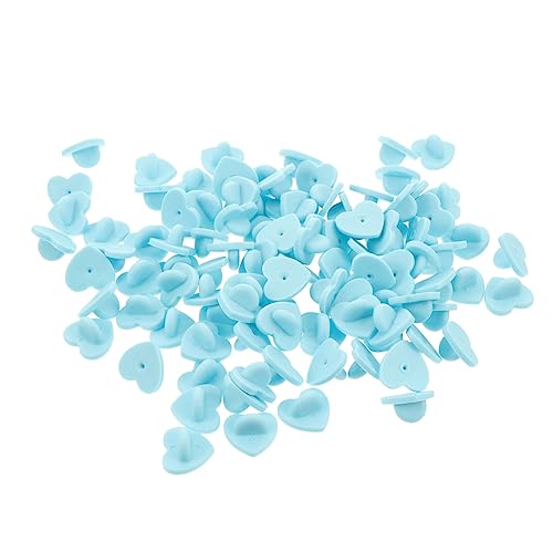 BEBEMOKO 100 Stück herzförmige Anstecknadeln, praktische Broschen-Halter, Gummi-Abzeichen-Verschlüsse zum Basteln von Schmuck und Sammlerstücken von BEBEMOKO
