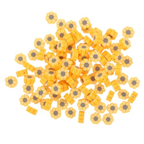 BEBEMOKO 100 Stück lose Perlen aus Polymerton in Blumenform, zum Basteln, zur Schmuckherstellung und zur Herstellung von Armbändern für Zubehör und Handyketten von BEBEMOKO