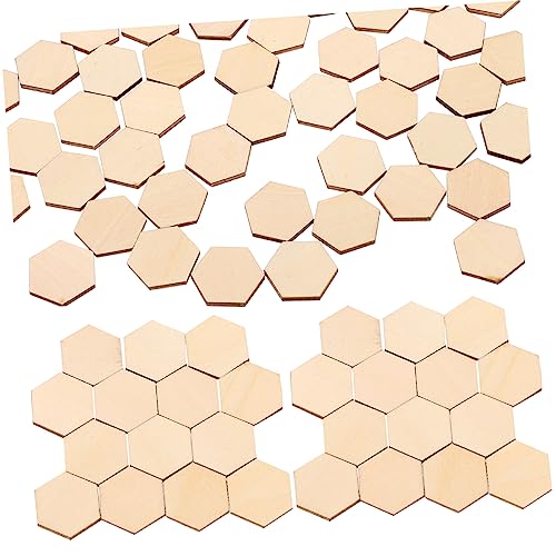 BEBEMOKO 100Stück Holzornamente Buchenholz Sechseckige Stücke für DIY Handwerk Dekoration für Hochzeit und Weihnachten Hölzerne Hängende Ornamente von BEBEMOKO